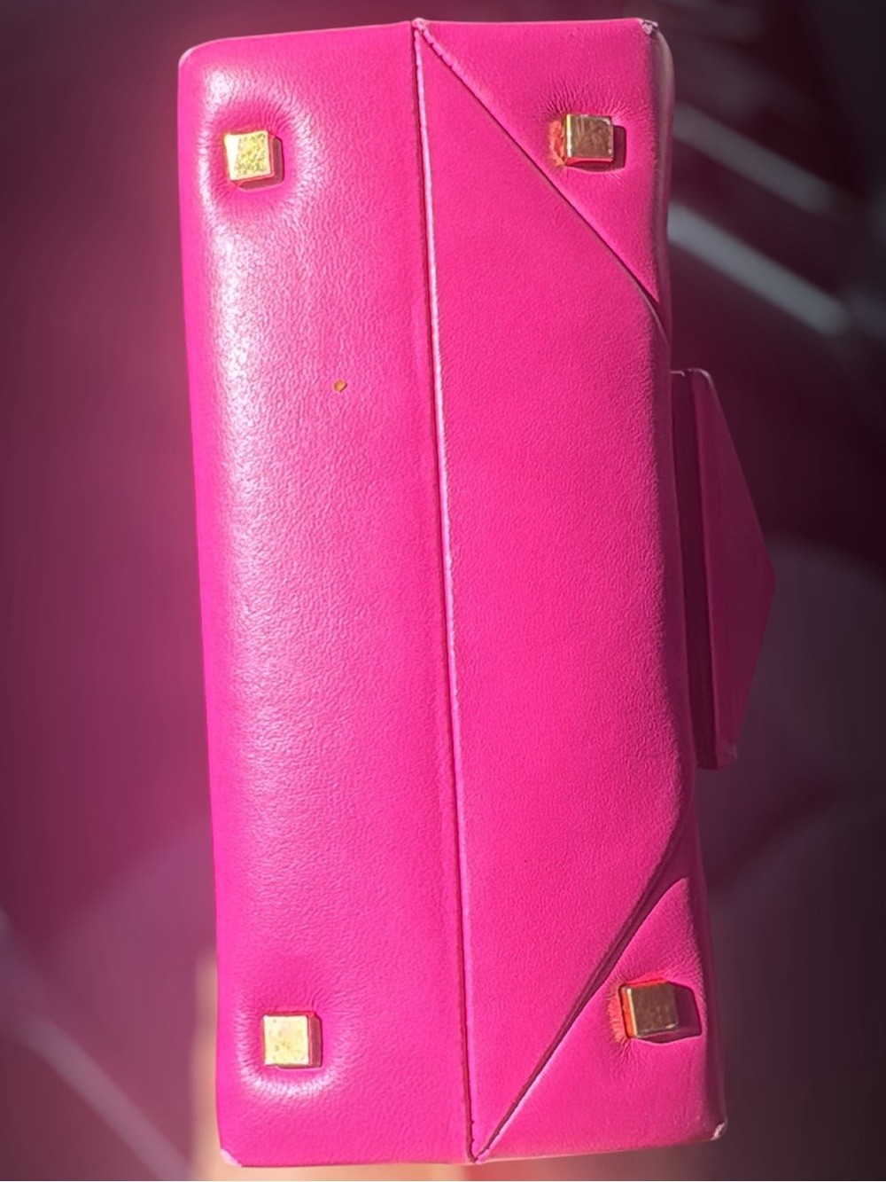 VALENTINO GARAVANI Nappa Tonal Monochrome Mini One Stud Top Handle Bag Pink PP - Picture 8 of 15